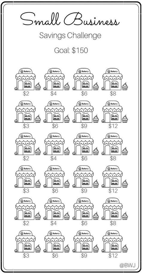 Small Business Savings Challenge. Save $150. Color each icon or cross off as you cash stuff your envelope. Enjoy!  Printing Information: *Digital Download  *This is printed on 8.5 x 11 inch US letter size paper *Once printed, cut and place inside your A6 envelope *Color will vary depending on ink and printer Disclaimer: This is a PDF Digital Download. No physical product will be mailed to you. Digital Download will be available once payment has been confirmed and purchase has been completed. This printable is for personal use only, not to be copied or resold. There are no refunds, cancellations or exchanges due to the nature of the product. If you have any questions or concerns, please do not hesitate to reach out.  Thank you for your support! Happy Savings!! Small Savings Challenge, Cash Challenge, Small Business Funding, Saving Money Chart, Money Chart, Budget Challenge, Money Saving Methods, Spar Challenge, Money Saving Techniques