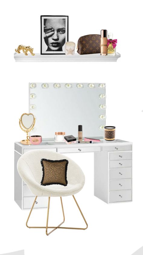 #room #inspiration #2014 #leopard #vanity Room Inspiration, Vanity, Desk, White, Dressing Table