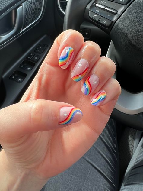 Flag Nails, Rainbow Nails Design, Rainbow Nail Art, Pride Nails, Rainbow Nail, Kidcore Aesthetic, Hello Nails, Simple Acrylic Nails, Nails Only