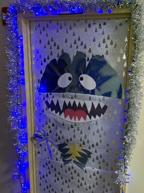 Yeti Door Decoration, Yeti Christmas Door, Yeti Bulletin Board Ideas, Yeti Door Decorations For School, Yeti Door, Homeroom Activities, Silver Christmas Trees, Paper Eyes, Office 2023