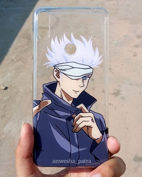 Gojo satoru hand painted phone case glass painting Gojo Phone Case, Case Painting, Cover Painting, Kawaii Phone, Glass Paintings, Kawaii Phone Case, Anime Canvas, Anime Love Couple, Mobile Covers