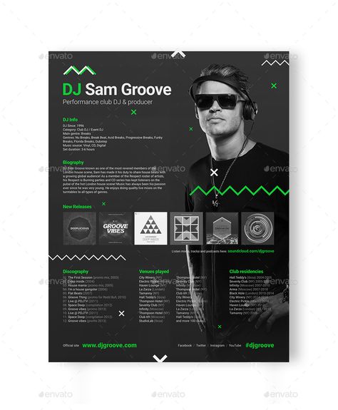 GrooveLine - DJ Press Kit / DJ Resume / DJ Rider PSD Template Electronic Press Kit Design, Epk Press Kit Music Design, Epk Press Kit Music, Music Press Kit, Dj Press Kit, Dj Branding, Press Kit Design, Book Marketing Plan, Press Kit Template