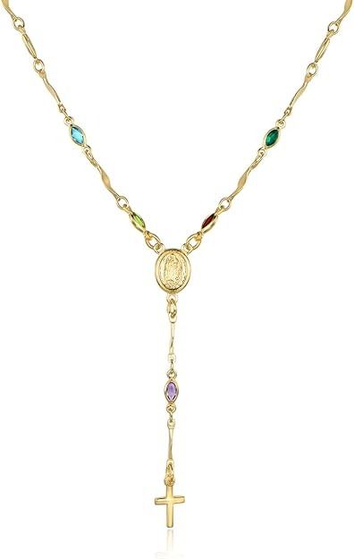 Amazon.com: Barzel 18K Gold Plated Multicolor Virgin Mary Necklace - Made In Brazil (18 Inches) : Clothing, Shoes & Jewelry Mary Necklace, Virgin Mary Necklace, Kids Luggage, Made In Brazil, Luxury Store, Virgin Mary, Book Gifts, Shoes Jewelry, Brazil