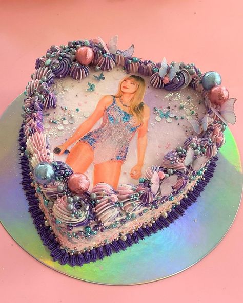 I thought it might be fun to sort my Swiftie cakes by era. Here are some of my faves (but not all) I’ve made from the Lover era 💖 it’s… | Instagram Heart Shaped Taylor Swift Cake, Taylor Swift Heart Cake, Taylor Swift Sheet Cake, Taylor Swift Lover Cake, Eras Tour Cake, Taylor Swift Cake Ideas, Taylor Swift Cake Ideas Birthday, Eras Cake, Swiftie Cake