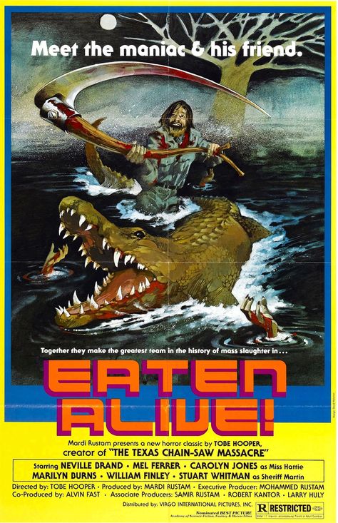 Eaten alive (1977) - Tobe Hooper Sam Peckinpah, Eaten Alive, French Movie Posters, Robert Englund, Francois Truffaut, Carolyn Jones, 80s Horror, Star Wars 2, Film Archive