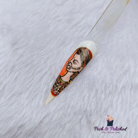 Bridal Nails Art Wedding Indian, Navratri Special Nail Art Designs, Bridal Nail Art Indian, Indian Bridal Nails, Doodle Art Posters, Deco Nails, Pearl Nail, Bridal Nail, Nail Art Designs Images