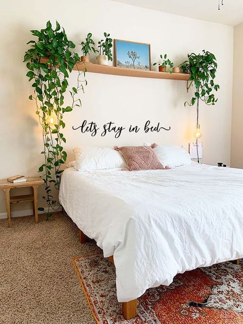 45 Best Bedroom Accent Walls on Pinterest - Nikki's Plate Bedroom Wall Decor Above Bed, Decor Above Bed, Above Bed Decor, Plant Shelf, Accent Wall Bedroom, Redecorate Bedroom, Above Bed, Room Makeover Bedroom, Bedroom Wall Decor