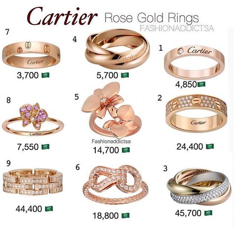 Cartier Rose Gold rings Cartier Rose Gold Ring, Cartier Rose Gold, Cartier Wedding Rings, Icon Jewelry, Rose Gold Rings, Hello Lover, Accesories Jewelry, Jewelry Bracelets Gold, Gold Jewelry Sets