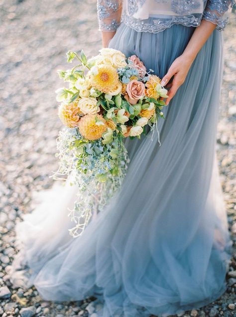 yellow and green bouquet - photo by Muravnik Photography http://ruffledblog.com/calming-baltic-sea-wedding-inspiration June Wedding Colors, Blue And Yellow Wedding, Orange Wedding Bouquet, Yellow Wedding Bouquet, Colorful Wedding Bouquet, Yellow Bouquets, Yellow Wedding Flowers, Winter Wedding Bouquet, Sea Wedding