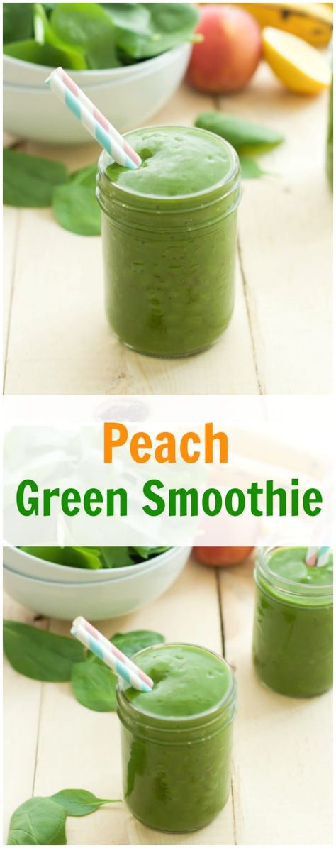 Peach Green Smoothie Organifi Green Juice, Peach Smoothie, Healthy Green Smoothies, Smoothie Detox, Smoothie Prep, Pineapple Smoothie, Peach And Green, Green Smoothie Recipes, Breakfast Smoothies