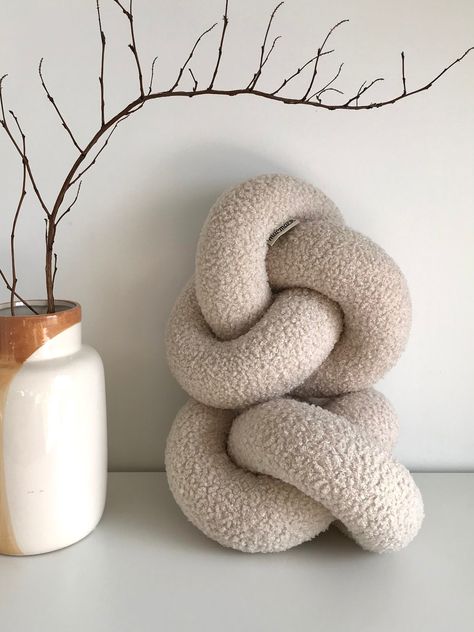 Boucle Pillow, Knot Pillow, Chair Pillow, Soft Teddy, Infinity Love, Knot Design, Swedish Design, Diy Pillows, Love Knot