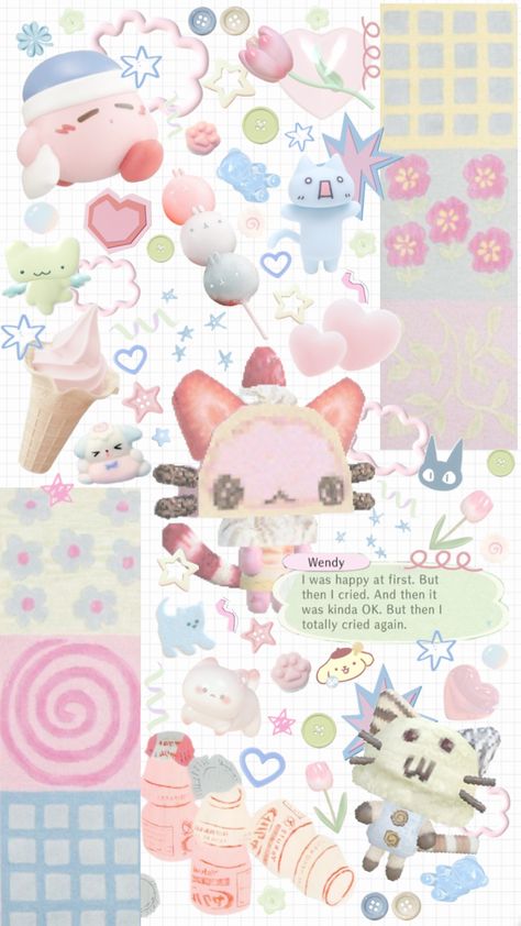 🌷🩵🧩 #wallpaper #scrapbook #scrapebookvibes #maximalist #pastel #pastelcolors #softcolors #cute #kawaii Maximalist Pastel, Cute Iphone Wallpaper Tumblr, Cute Home Screens, Cute Mobile Wallpapers, Sanrio Wallpaper, Iphone Wallpaper Themes, Hello Kitty Iphone Wallpaper, Cute Poster, Cute Patterns Wallpaper