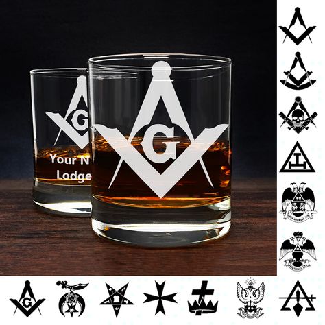 Personalized Masonic Whiskey Glasses - [Multiple Variants] Our masonic whiskey glasses are designed for sipping premium spirits and celebrating those special moments with family and friends. The quality of each glass will enhance your drinking experience, allowing you to enjoy every sip with a quality masonic design and a luxurious feel. Our masonic whiskey glasses would be the perfect gift for your freemason family and friends. These luxurious glasses are made to celebrate any occasion in style African American History People, Freemason Quotes, Prince Hall Mason, Royal Arch Masons, Earth Sun And Moon, Masonic Gifts, Free Mason, Masonic Art, Masonic Freemason