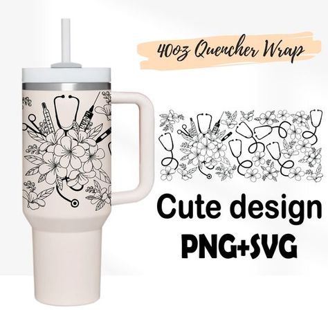 4 Designs 40oz Quencher Stanley Tumbler wrap Name Text Nurse Fuel Doctor Fuel | Nurse Life | 40 oz SVG Cricut Silhouette Template Stanley Wrap Svg, Cricut Stanley Cup Ideas, Stanley Cup Cricut Design, Nurse Cricut Ideas, Tumbler Wrap Template, Inspirational Tumbler, Summer Tumbler, Cup Wraps, Silhouette Template