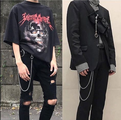 Grunge Black Outfits Men, Goth Fashion Male, Goth Streetwear Men, Casual Alternative Outfits Men, Emo Grunge Outfits Male, Metal Grunge Outfits Men, Metal Style Men, Trendy Male Outfit, Metalcore Aesthetic Outfit Men