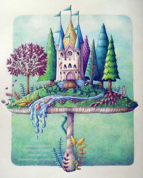 Secret Garden Coloring Book Finished, Enchanted Forest Coloring Book Johanna Basford, Enchanted Forest Book, Forest Coloring Pages, Johanna Basford Books, Basford Enchanted Forest, Enchanted Forest Coloring Book, Joanna Basford Coloring, Johanna Basford Enchanted Forest