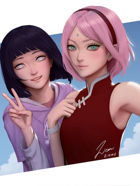 Hinata and Sakura, by Pixiv Id 17491175 Naruto Y Hinata, Gato Anime, Manga Naruto, Naruto Shippuden Sasuke, Naruto And Hinata, Naruto Series, Naruto Uzumaki Shippuden, Sakura Uchiha, Naruto Girls