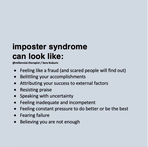 #millennialtherapist #impostersyndrome Feeling Inadequate, Imposter Syndrome, Mental Health Advocate, Note To Self Quotes, Self Quotes, Reminder Quotes, Note To Self, A Pattern, Relationship Tips