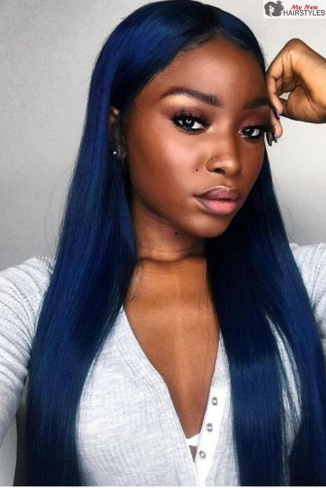 Unconventional hair colors have been one of the IT hairstyles for many seasons now, and you can actually find a way to wear one, even blue hair, even if you are a more laid back person. Coloured Wigs, Hair Color For Dark Skin, Balayage Straight, Lace Closure Hairstyles, Hairstyle Inspo, Frontal Hairstyles, Amazing Hair, Body Wave Wig, Hair Colours