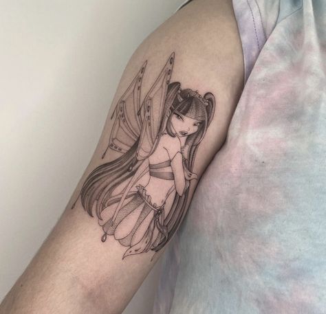 Winx Club Tattoo Ideas, Winx Tattoos, Fairy Tail Tattoo Ideas, Winx Club Tattoo, Musa Tattoo, Painted Lady Tattoo, Fairytale Tattoo, Fairy Tail Tattoo, Basic Tattoos