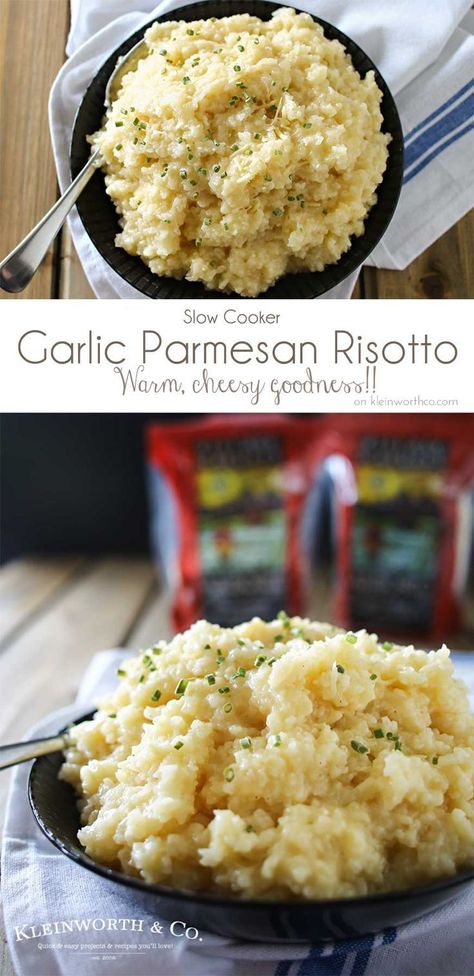 Garlic Parmesan Risotto, Cravings Recipes, Parmesan Risotto, Risotto Recipes, Winter Dinner, Garlic Parmesan, Easy Slow Cooker, Side Recipes, Orzo