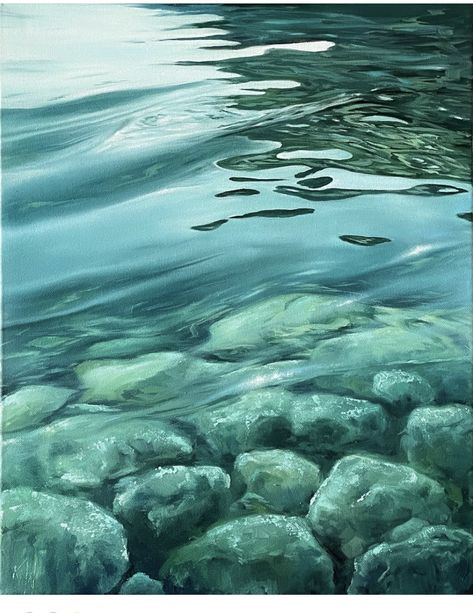 Water Art Drawing, Under Water Art, Water Reference, Water Reflection Photography, Painting Of Water, How To Paint Water, Water Inspiration, Ocean Landscape Painting, Water Artwork