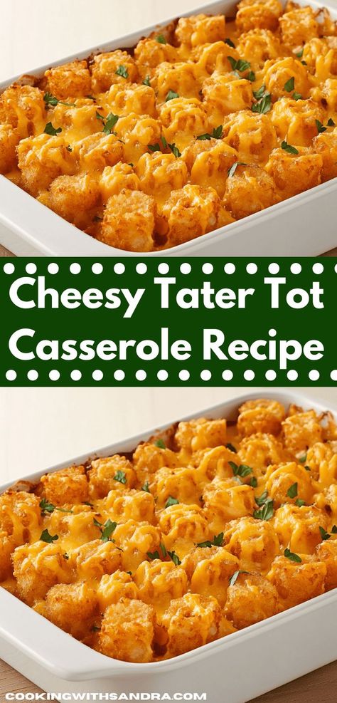 Looking for a comforting meal that the whole family will love? This Cheesy Tater Tot Casserole is a delicious blend of flavors that makes for a perfect weeknight dinner. It's easy to prepare and sure to please everyone at the table. Cheesy Tots, Cheesy Tater Tot Casserole, Potato Packets, Cheesy Tater Tots, Tater Tot Casserole Recipe, Beef Casseroles, Potato Tots, Tater Tot Casserole Recipes, Yummy Casserole Recipes