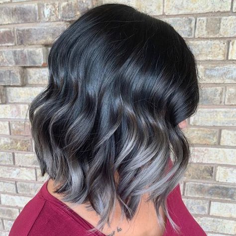 Grey Ombre Hair Short, Silver Hair Short, Dark Grey Hair Color, Dark Silver Hair, Silver Hair Color Ideas, Silver Hairstyles, Black And Silver Hair, Majestic Hair, Silver Ombre Hair