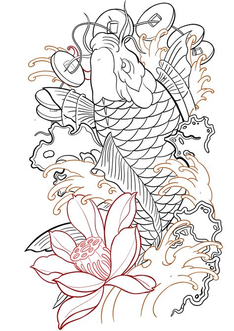 Full Back Tattoo Stencil, Thai Tattoo Designs, Geometric Tattoo Leg, Japanese Koi Fish Tattoo, Foo Dog Tattoo, Koi Tattoo Design, Cool Half Sleeve Tattoos, Celestial Tattoo, Maori Tattoo Designs