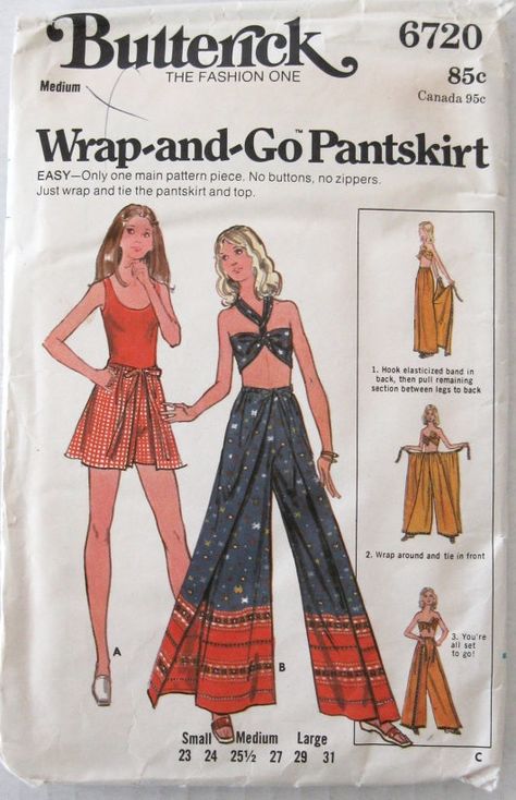 Halter Pattern, 1970s Sewing Patterns, Pants Sewing, 70s Inspired Fashion, Pants Sewing Pattern, Butterick Pattern, Couture Mode, Motif Vintage, Diy Sewing Clothes