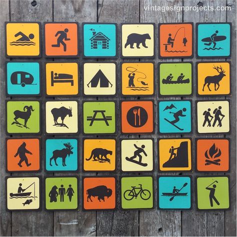 Bicycle Handmade, Camping Icons, Making Signs, National Park Camping, Beach Icon, Elementary Classroom Decor, Camping Signs, How To Make Signs, Sign Making