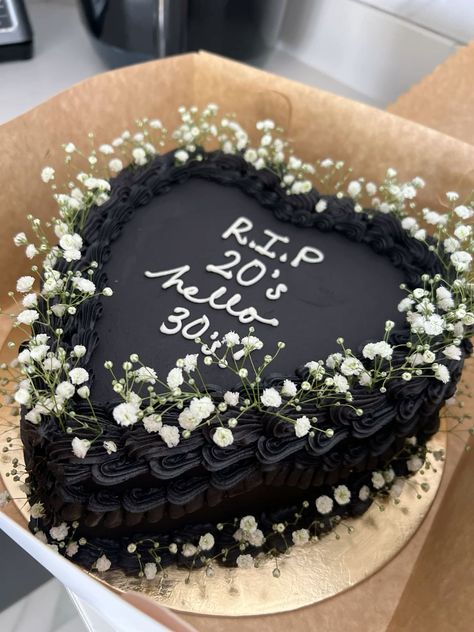 Rip Cake Birthday, Rip To My 20s Cake Ideas, Mini 30th Birthday Cake, Black Birthday Ideas For Women, Guy 30th Birthday Cake, Female 30th Birthday Cake, Black Cake 30th Birthday, 30birthday Party Ideas 30th Birthday, 30th Birthday Ideas For Women Rip 20s