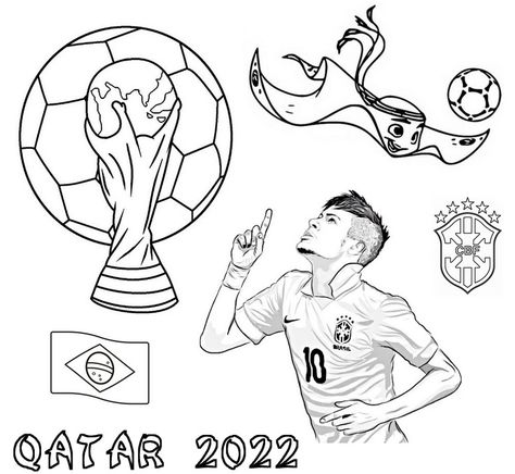 Dibujo para colorear Copa Mundial de Fútbol 2022 : Brasil Neymar 71 English Corner, Football Drawing, Birthday Bbq, Monster Inc, Football Player, Neymar, Football Players, Coloring Pages, Tattoos