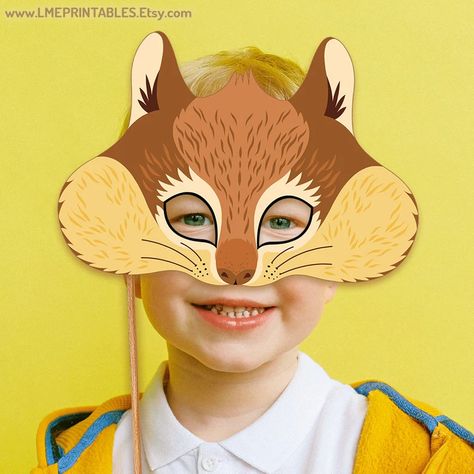 Squirrel Printable Mask Chipmunk Rodent Halloween Costume DIY - Etsy Argentina Chipmunk Diy Costume, Squirrel Costume Makeup, Flying Squirrel Costume, Scaredy Squirrel Costume, Squirrel Costume Mask, Squirrel Mask, Squirrel Costume, Photo Booth Props Birthday, Enchanted Forest Birthday