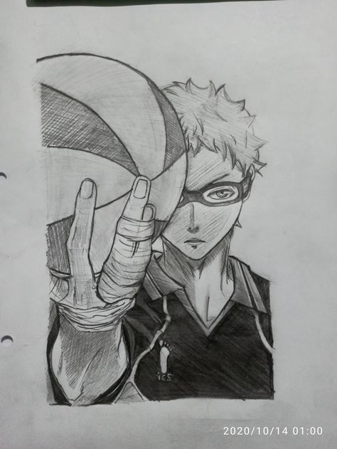 Nishinoya Drawing Sketch, Haikyuu Pencil Drawing, Anime Sketch Haikyuu, Haikyuu Sketch Pencil, Tsukishima Sketch, Tsukishima Drawing, Haikyuu Drawing Sketch, Haikyuu Doodles, Haikyuu Sketch