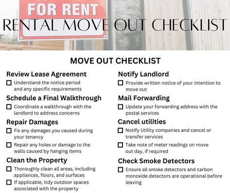 First Rental Home Checklist, Packing Up House To Move, Moving Out List, Move Out Notice, Move Out Checklist, Finance Lifestyle, Moving Hacks, First Apartment Checklist, Apartment Checklist