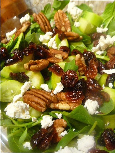 Arugula Cranberry Pecan Feta Salad, Spinach Salad With Feta, Salad With Feta, Cranberry Almond, Pecan Salad, Feta Salad, Arugula Salad, Spinach Salad, Food Cooking