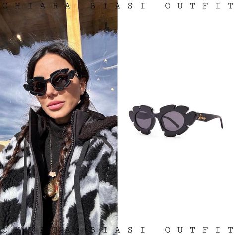 @chiarabiasioutfit on Instagram: "@chiarabiasi ‘s outfit: 01/01/2023 (posted on 19/01/2023) . . Sunglasses: @loewe Flower sunglasses in injected nylon . Sweater:…" Loewe Flower Sunglasses, Loewe Sunglasses Outfit, Loewe Flower, 2023 Sunglasses, Loewe Sunglasses, Flower Sunglasses, Sunglasses Outfit, Fashion Details, Calvin Klein