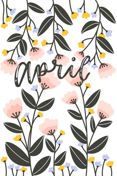 April Planner Ideas, April Clipart, Flower Bullet Journal, May Cover Page, Calendar Illustrations, Bullet Journal Easy, April Flower, April Bullet Journal, Kids Canvas Painting