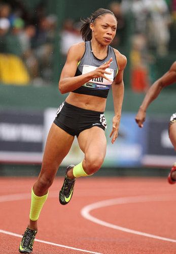 Olympic Women Body Types, Felix Interview, Track Women Athletes, Olympic Track Women, Sha’carri Richardson Running, Women Olympic Athletes, Running Pose, Field Athletes, Allyson Felix