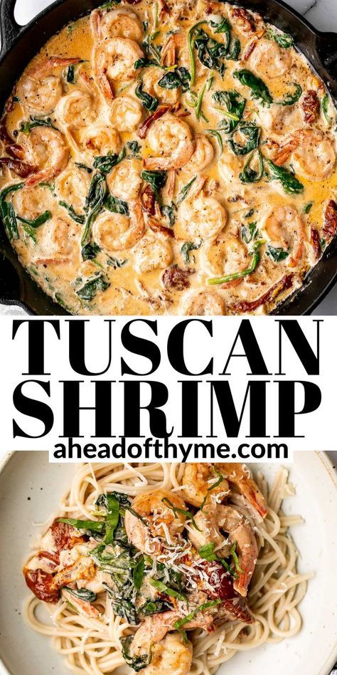 Creamy Tuscan Shrimp, Shrimp And Spinach, Tuscan Shrimp, Pasta With Shrimp, Shrimp Recipes Healthy, Shrimp Dinner, Shrimp Recipes For Dinner, Shrimp Recipes Easy, Shrimp Dishes