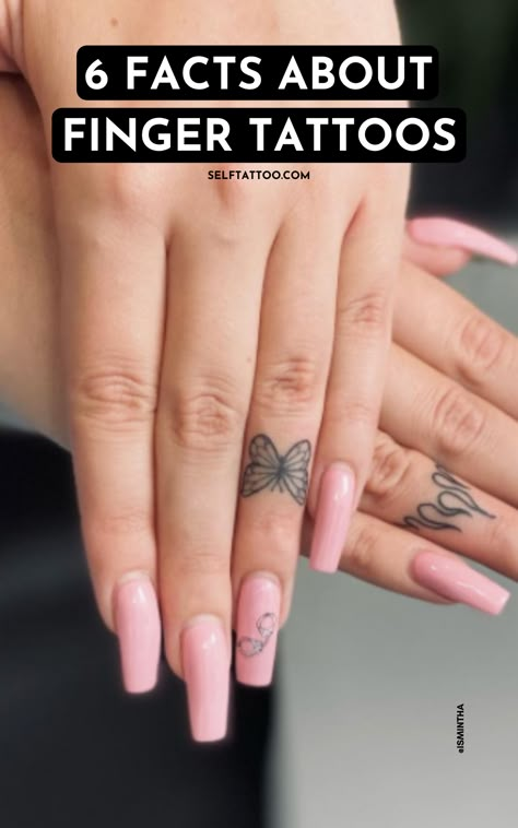 Are you looking for finger tattoo ideas for your next piece of body art? Fingers and hands are great placement options for minimalist and small tattoos. Small tattoo designs can fit really well on fingers and hands, plus they're always in your line of sight. But, there are a few things you should know before you get a finger tattoo or a hand tattoo. Click here for important facts to take into consideration before getting inked. Self Tattoo Favored Tattoo, Healed Finger Tattoos, Finger Tattoos Fade, Side Finger Tattoos, Inside Finger Tattoos, Inner Finger Tattoo, Love Finger Tattoo, Girl Finger Tattoos, Simple Finger Tattoo