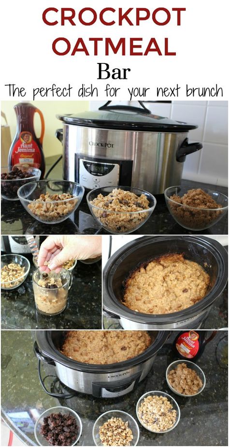 Crockpot Oatmeal, Oatmeal Bar, Slow Cooker Oatmeal, Oatmeal Breakfast Bars, Brunch Bar, Breakfast For A Crowd, Oatmeal Bars, Oatmeal Breakfast, Christmas Breakfast