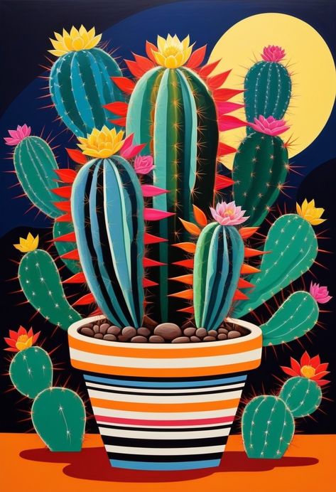 Succulents Painting, Fun Doodles, Cactus Paintings, Succulent Painting, Craft Market Display, Mexican Wall Art, Baby Succulents, Cactus Illustration, Cactus Painting