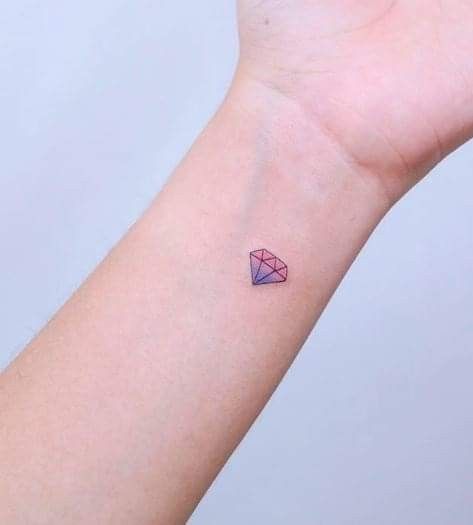 Diamond Tattoo Minimalist, Seventeen Carat Tattoo Ideas, Carat Tattoo Seventeen, Pink Diamond Tattoo, Seventeen Inspired Tattoos, Pressure Makes Diamonds, Kpop Tattoos, Diamond Tattoo, Korean Tattoos