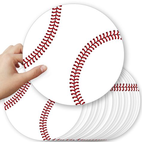 Batter Up - Baseball Essentials includes 20 cut-outs that are great for bringing all your DIY Baby Shower or Birthday Party ideas to life! Fun Decorations: Baseball cut outs SIZE 7.75 inches in diameter. Stand out when you use them for sporting events, locker decor, or school wall decorations. Party Must-Have: Our jumbo cut-outs are a versatile party decoration that will make a statement however you choose to use them. Make a banner, hang them on the wall, or use them as centerpieces. High-Quali Baseball Printables, Baseball Decorations, Baseball Centerpiece, Sports Party Centerpieces, Banquet Centerpieces, Baseball Theme Birthday, Baseball Baby Shower Theme, Backyard Baseball, Baseball Christmas