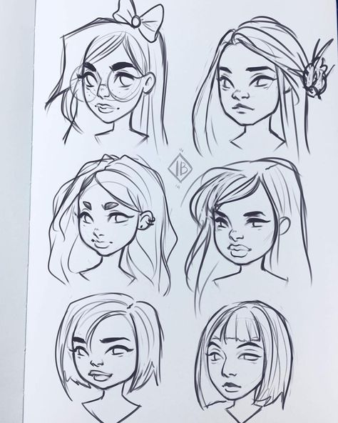 Same Face Syndrome, Drawing Face Shapes, Female Cartoon, Cartoon Faces, Artist Doll, Anime Poses Reference, How To Draw Hair, Art Tips, Anime Poses