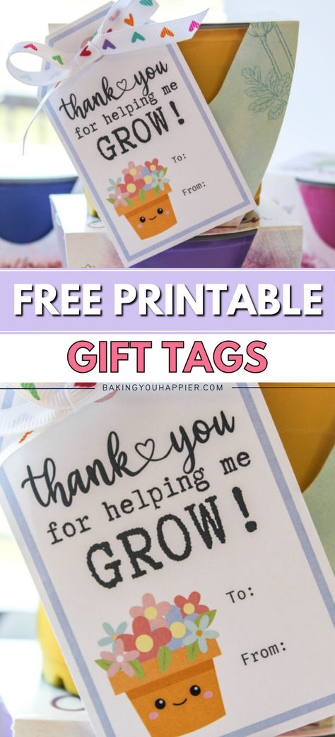 Thank You for Helping Me Grow Free Printable Gift Tags, these fun tags can go with any flower, plant, or grow kit for Teacher Appreciation! Thanks For Helping Me Bloom Free Tag, Thank You Teacher Tags Free Printables, Teacher Thank You Printable, Thank You For Helping Me Grow Printable Free, Teacher Tags Free Printables, Thanks For Helping Me Grow Printable, Thank You For Helping Me Grow Printable, Teacher Flower Gifts, Thank You Teacher Printable