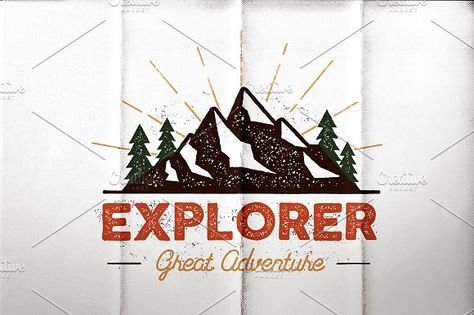 Outdoor Explorer Tee Design by JeksonGraphics on @creativemarket Premade Logo Templates, Vintage Computer, Graphic Design Collection, Vintage Graphic Design, Lcd Tv, Badge Design, Vintage Graphic, Retro Illustration, Creative Sketches