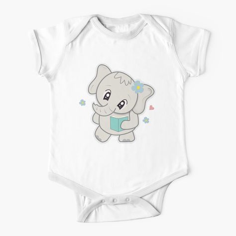 Get my art printed on awesome products. Support me at Redbubble #RBandME: https://www.redbubble.com/i/baby-onesie/Kiana-Cute-and-Adorable-Baby-Elephant-with-a-Book-Perfect-Design-for-Book-Lovers-by-titiPrints/164779021.P5P5Q?asc=u Design For Book, Elephant Clothes, Cute Elephant, Baby One Piece, Adorable Baby, Baby Elephant, A Book, Book Lovers, Awesome Products